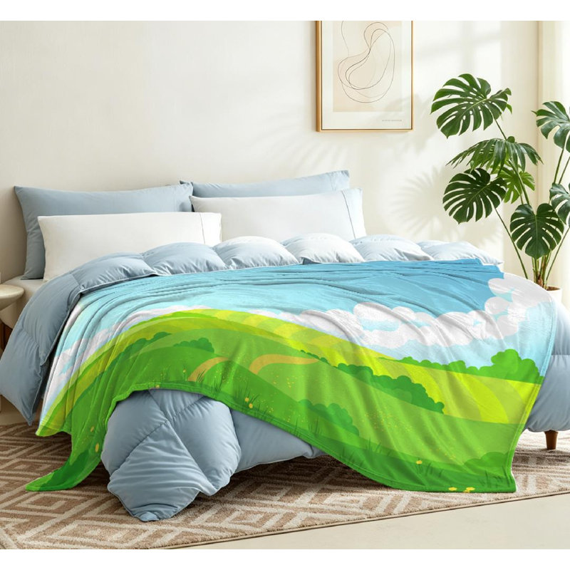 Jeté en molleton transparent ultra doux, imprimé d'un côté ensoleillé coloré, Throw 50" x 60"