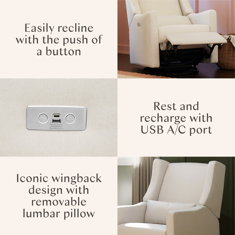 Kiwi Performance Cream Eco Weave Electronic Recliner and Swivel Glider with USB port , Performance Cream Eco-Weave