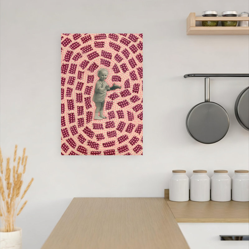 Art mural rétro contemporain rétro enfant rose