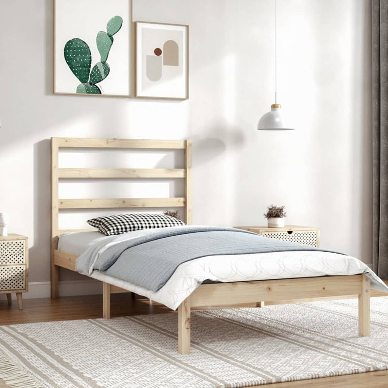 Neuman Solid Wood Bed, Natural, 135 x 190cm