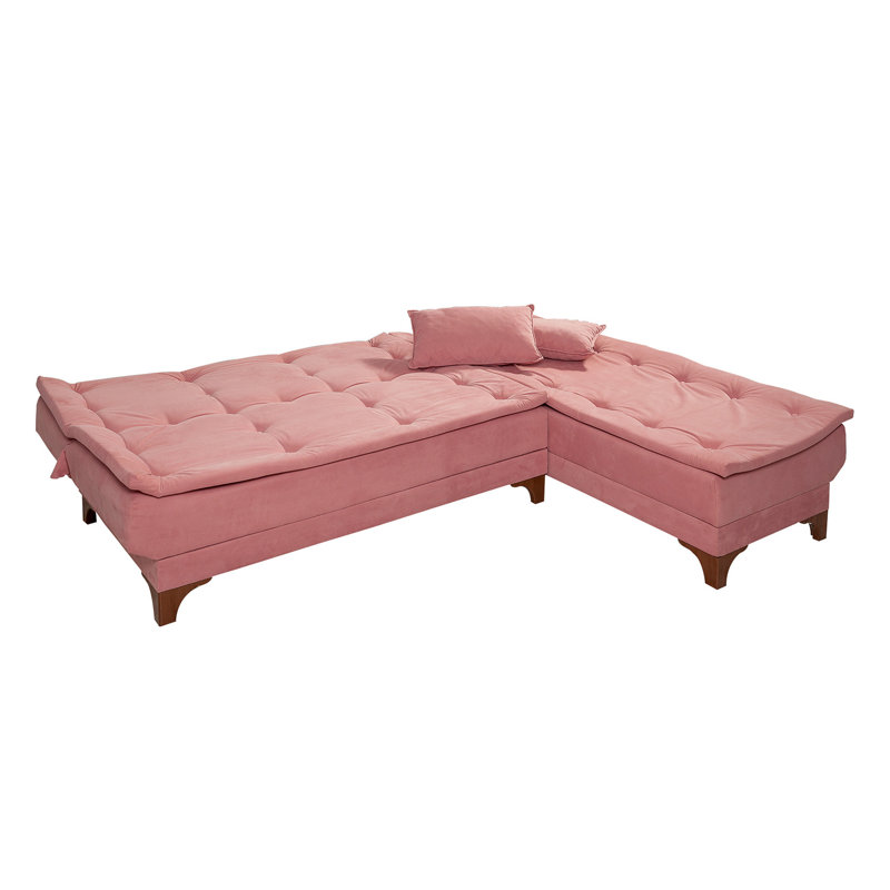 Canapé-lit de 88,58 po Matoury, Mélange de polyester rose