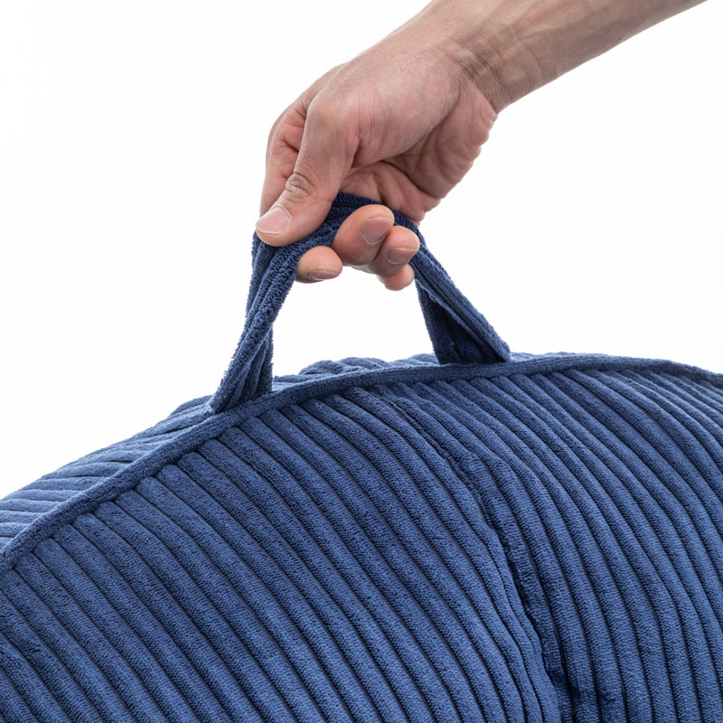 Compression Corduroy Sponge-filled Bean Bag Chair, No Need To Fill, Blue