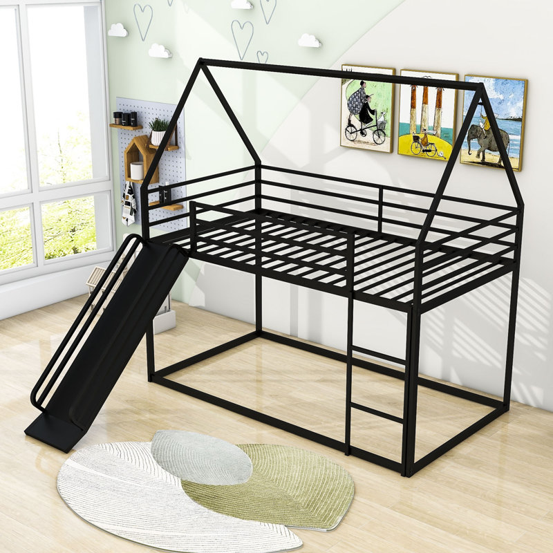Holdingford Kids Twin Over Twin Bunk Bed, Black