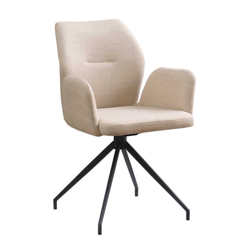 Morwenna 48cm H Polyester Upholstered Metal Upholstered Back Armchair, Beige