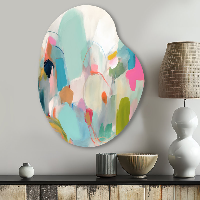 Dahra - Minimalisme, impression sur métal de forme unique, art mural asymétrique en métal rose, H 30 po x l 22 po