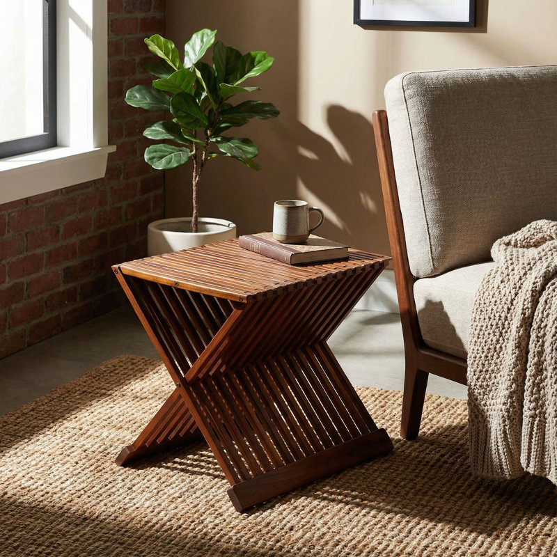 Tabouret d'appoint pliant en bois massif Brecksville
