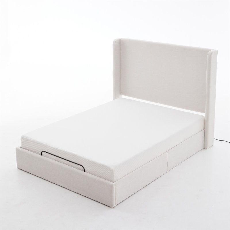 Ensemble de lit à oreilles tapissier avec base réglable, zéro gravité, massage, application et télécommande