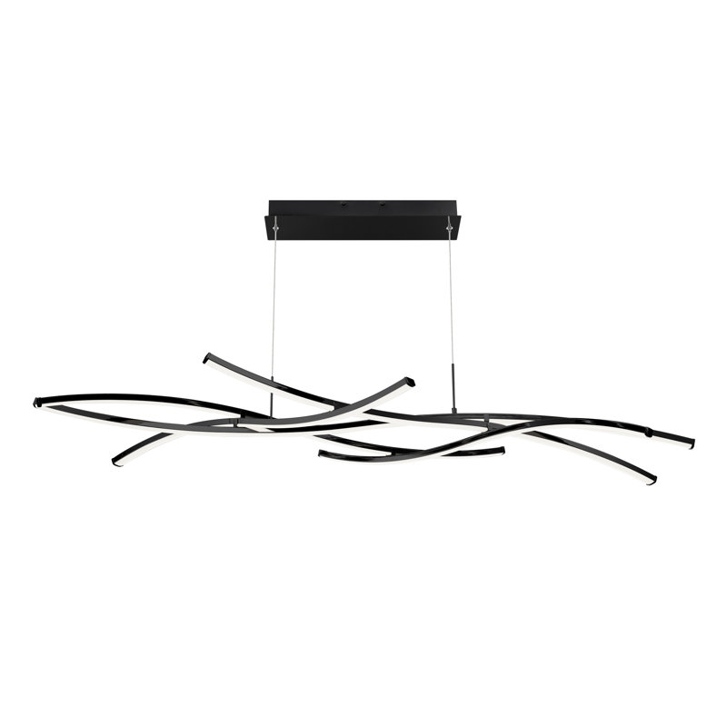 Sleek Black Divergence 9-Light LED Modern Linear Chandelier