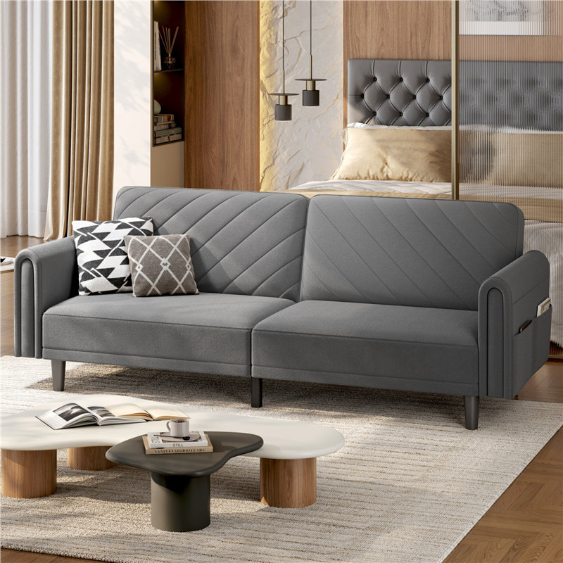3-Seater Sofa Bed With Adjustable Backrest, Dark Grey