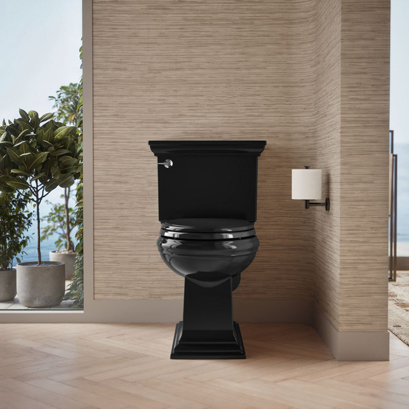 Memoirs® Stately Comfort Height 1.28 GPF Elongated Two-Piece Toilet, Black Black, Left-Hand