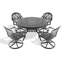 Ensemble de salle à manger 5 pièces en aluminium coulé résistant aux intempéries, comprenant 4 chaises pivotantes et une table ronde de 48,03 po avec cadre-1669211207