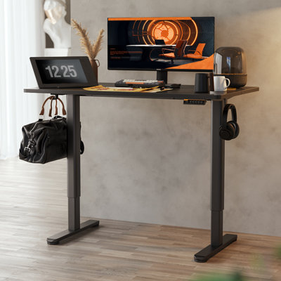 Electric Height Adjustable Standing Desk with Hooks