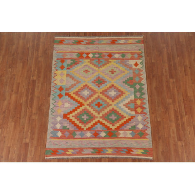 Tapis kilim réversible en laine 5 x 7