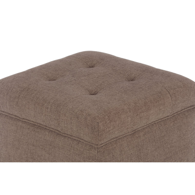 Tami Button Tufted Storage Ottoman, Cafe