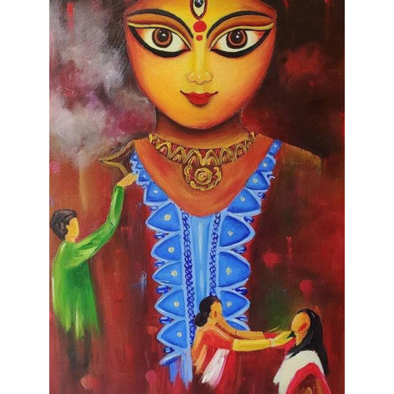 Maa Durga | Huile sur toile | Par Namrata Dey