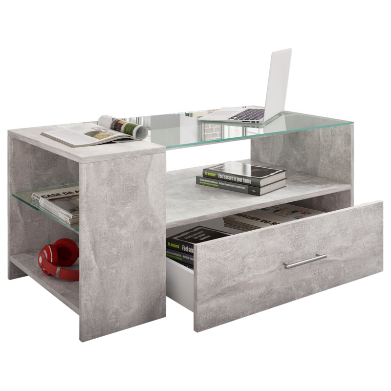 Comaneci Coffee Table with Storage, Grey/Brown/Blue