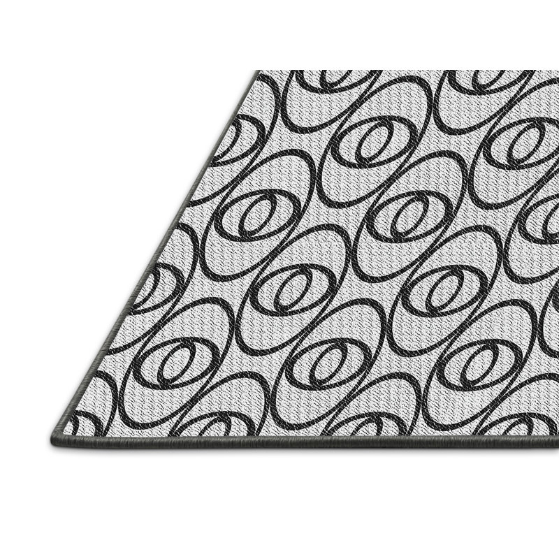 Tapis noir/blanc à motifs, Rectangle 2 pi x 5 pi