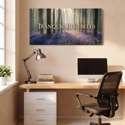 «Tranquil Bluebells Forest Landscape», ensemble de 1 reproduction d'art sur toile tendue