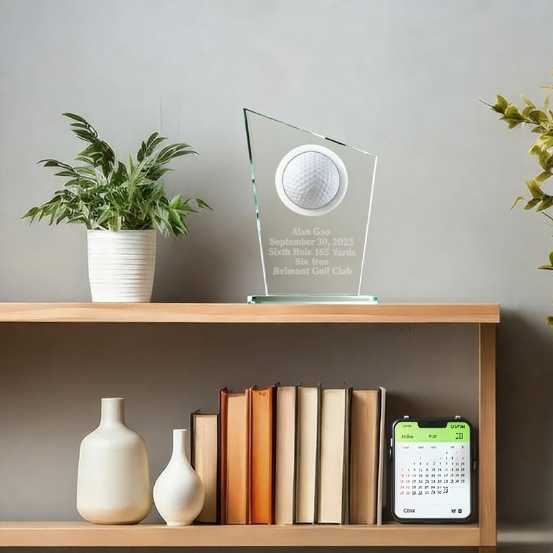 Trou de trophée de golf en verre cristal 5,3 x 8 x 1,4 po Fixturedisplays® en 2 semaines 10248