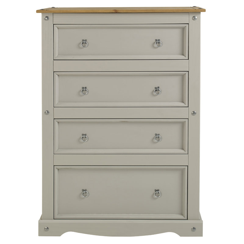Commode 4 tiroirs l 36,22 po Aadhvik, Gris délavé / brun antique