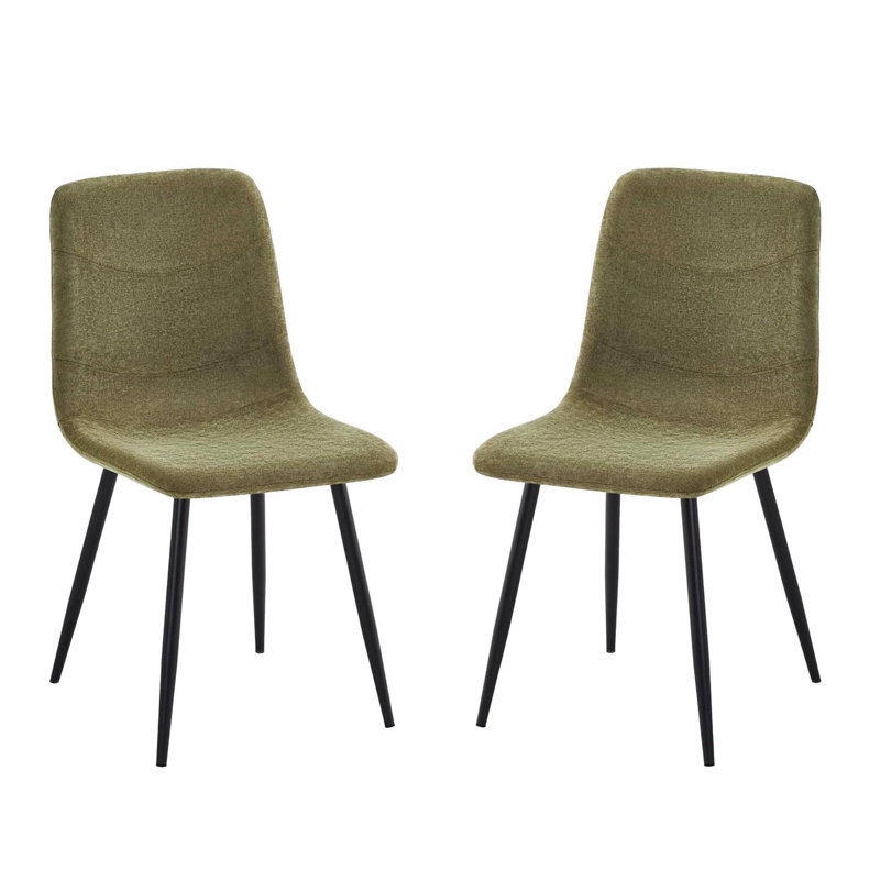 Fabric Upholstered Metal Side Chair, Green, 2