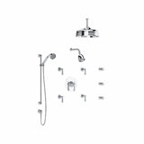 Georgian Era Multi-Function System Featuring Rain and Multi-Function Showerheads, Multi-Function Handshower, Body Sprays, and Independent Volume Controls Pressure-Balanced Ceiling Mounted with Rough-in Valve