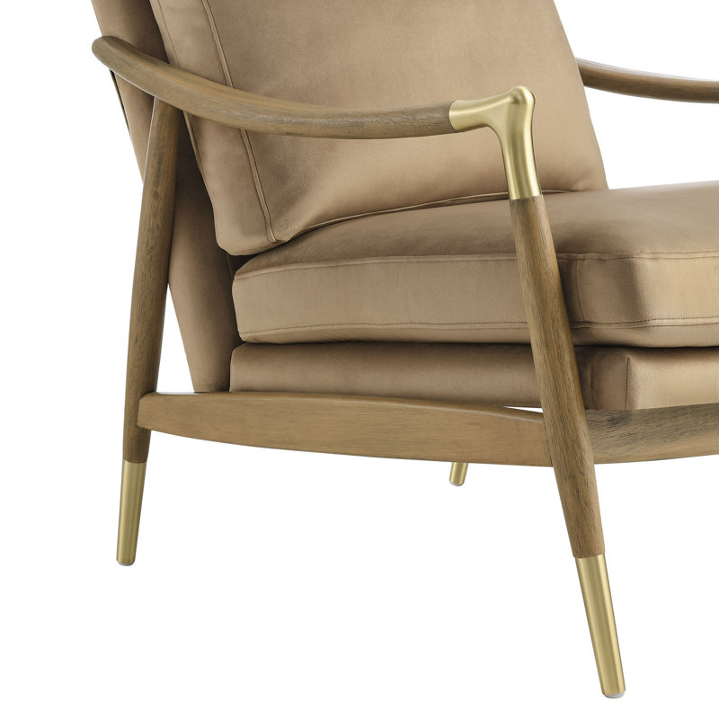 Langford Performance Velvet Accent Armchair, Taupe Walnut Velvet