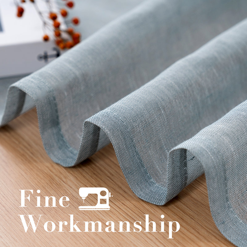 Linen Blended Textured Semi-Sheer Grommet Curtains - 37"/52" Widths Semi-Private & Light-Filtering Linen-Style Panels for Bedroom 