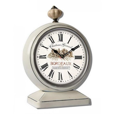 Farmhouse / Country Analog Metal Tabletop Clock in Beige
