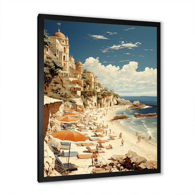 Plage Côte d'azur Reverie I, Cadre simple noir, H 20 po x l 12 po x P 1 po