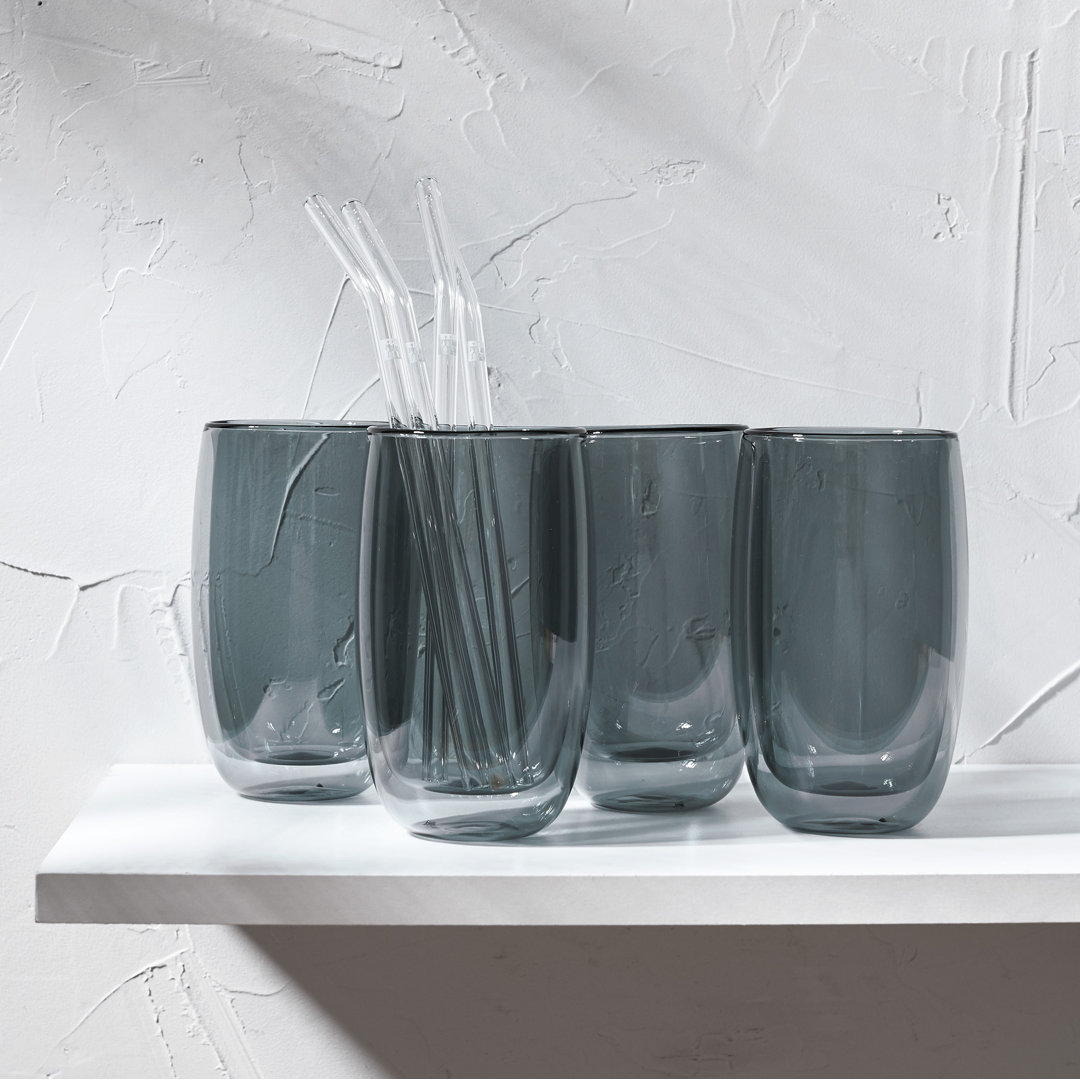 ZWILLING Sorrento 8-Piece Double-Wall Latte Glass & Straw Set (Set of 4) ZWILLING J.A. Henckels