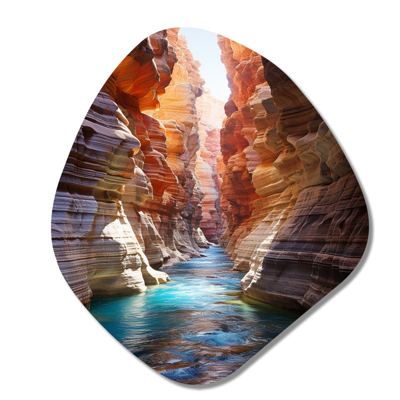 Gullens Canyon Antelope Turquoise Drips - Canyon Nebula Shape Art mural asymétrique en métal, H 28 po x l 25 po