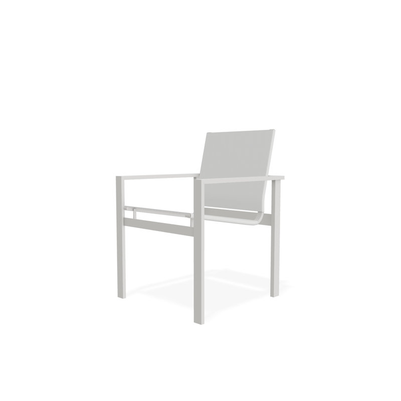 Tribeca Sling Stacking Arm Chair, Snow, Augustine Denim