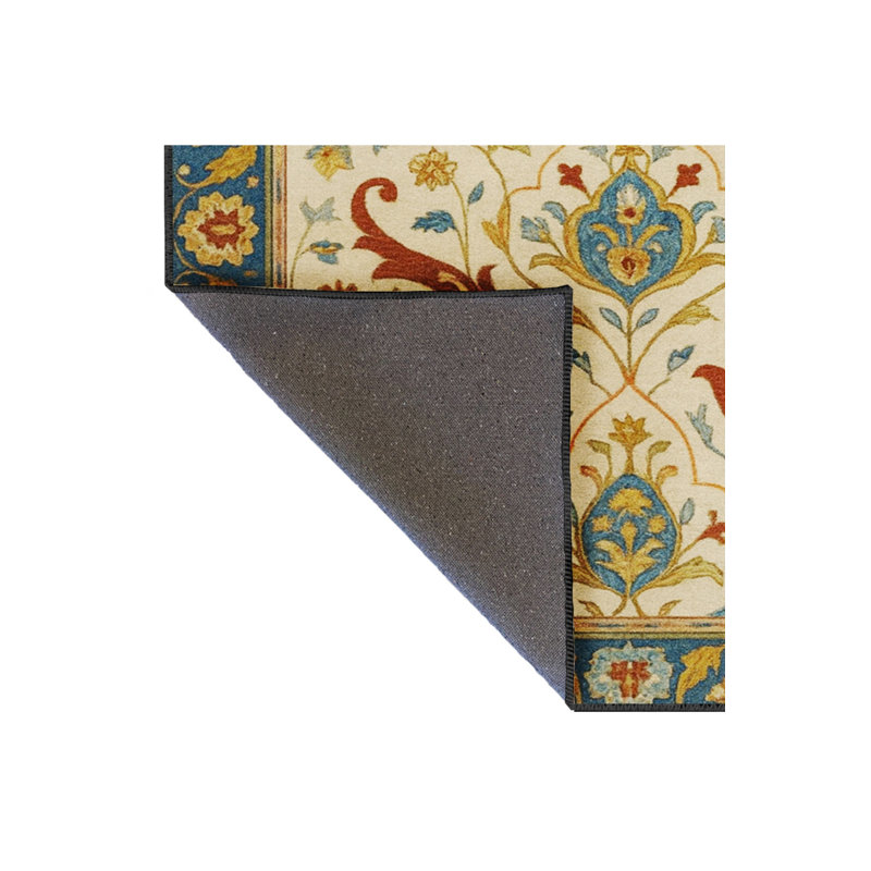 Tapis bleu tissé lavable rétro Mosso, 2 pi 6 po x 4 pi 11 po