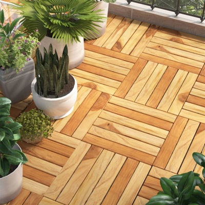 11.8'' L x 11.8'' W Solid Wood Interlocking Deck Tile in Brown