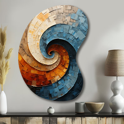Landis Collaged Spiral - Unique Shape Abstract Spirals Metal Wall Decor, Asymmetrical Metal Wall Sculpture Print