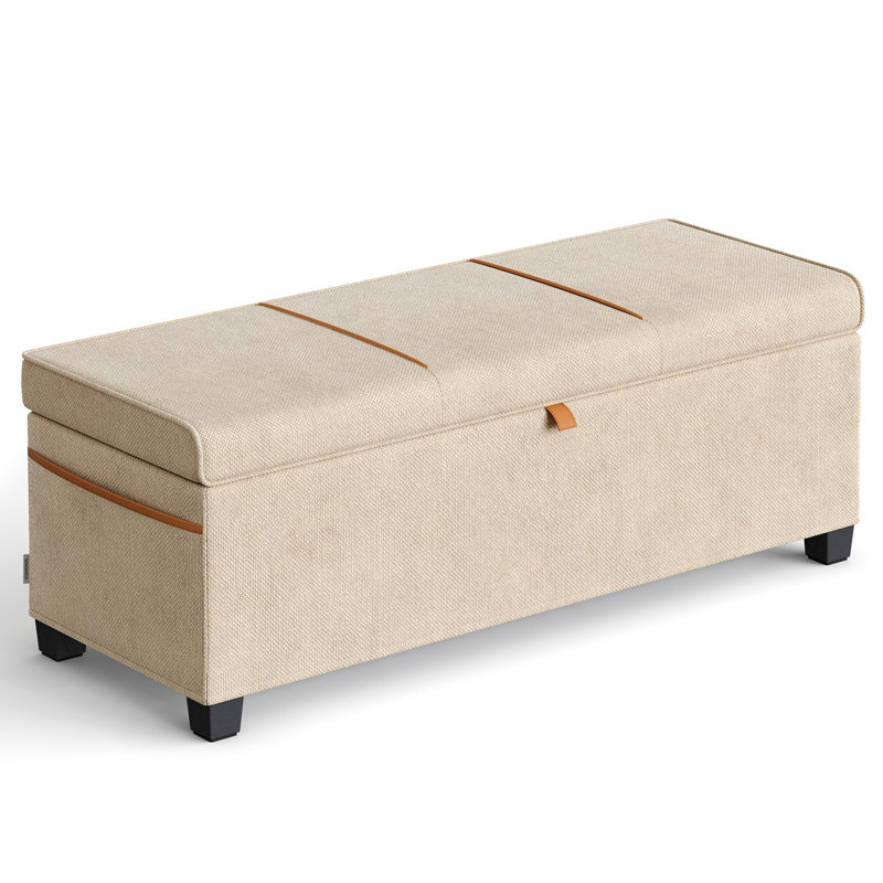 Banc de rangement avec repose-pieds, Beige cappuccino