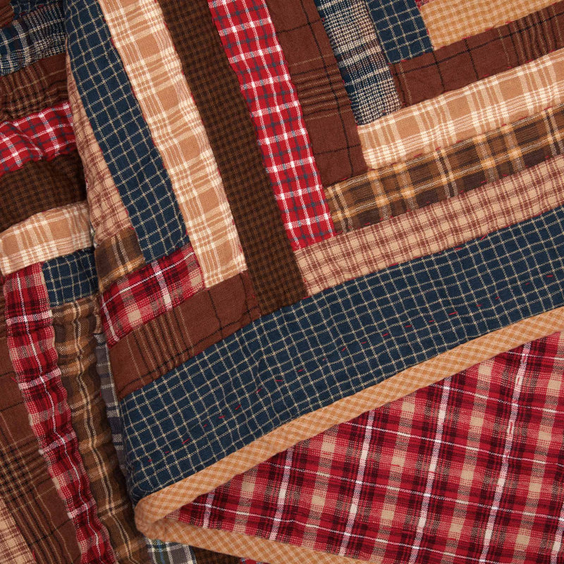 Courtepointe traditionnelle réversible Braxton bleu marine / rouge pomme / naturel, Courtepointe simple