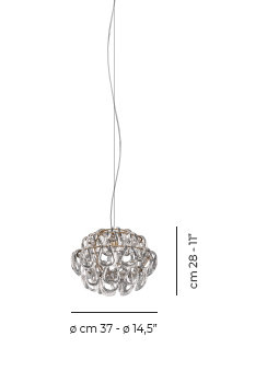 Giogali Suspension 35 Crystal Transparent Matt Bronze 1 E26 Ul 1, 90" H x 14.5" W x 14.5" D, Matte Bronze