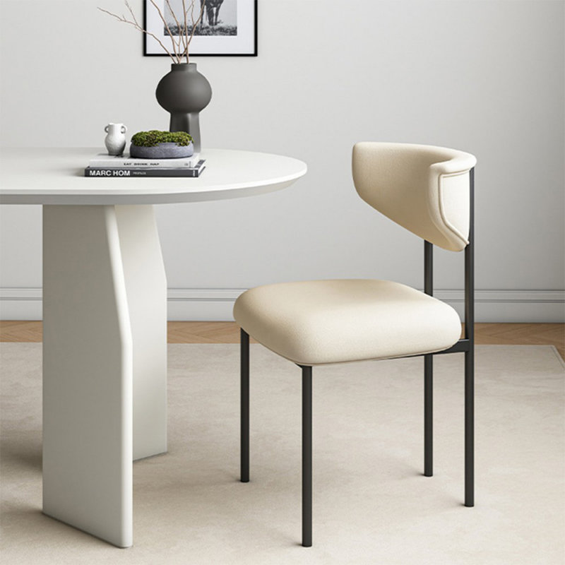 Chaise d'appoint à dossier beige uni (ensemble de 2), Beige