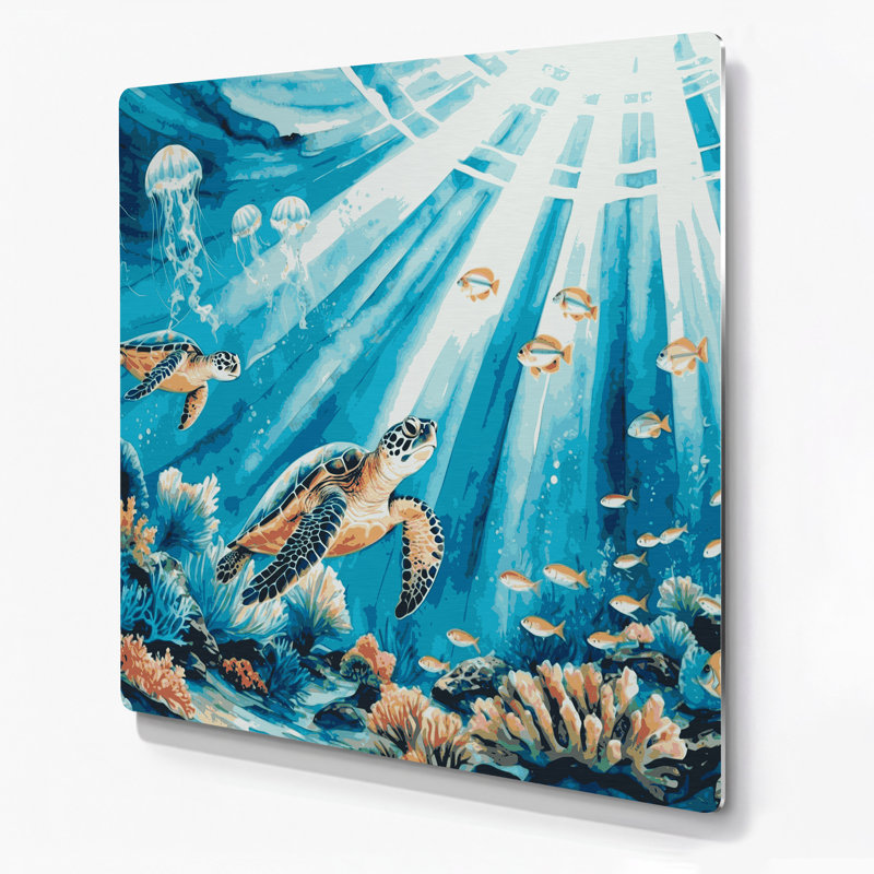 Art mural bleu marine en bord de mer, H 12 po x l 12 po