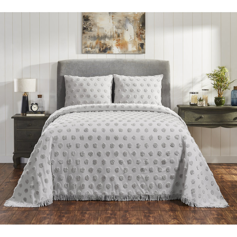 Ensemble de couvre-lit / coton 3 pièces Venice, Gris, Couvre-lit de très grande taille et 2 taies déco