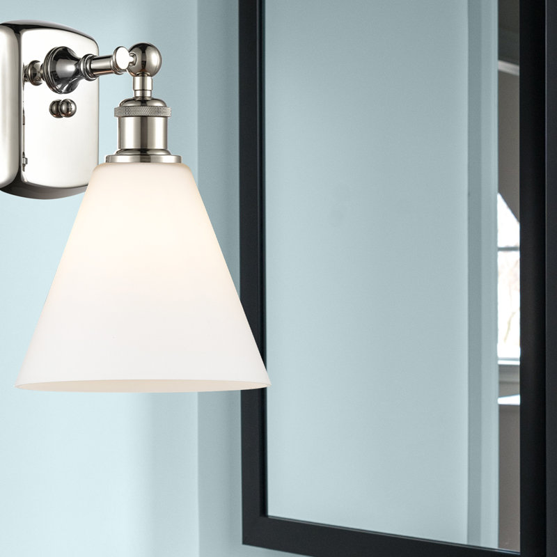 Shauna Armed Sconce, Polished Nickel, No Bulb Included, Smoked Glass