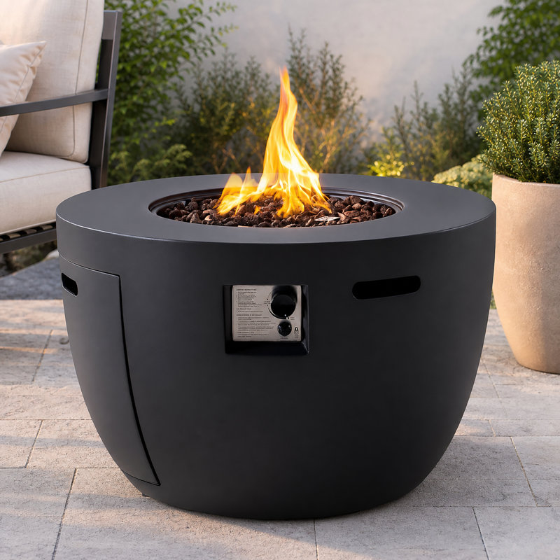 Table de foyer d'extérieur au propane sans fumée Pauland, Gris foncé