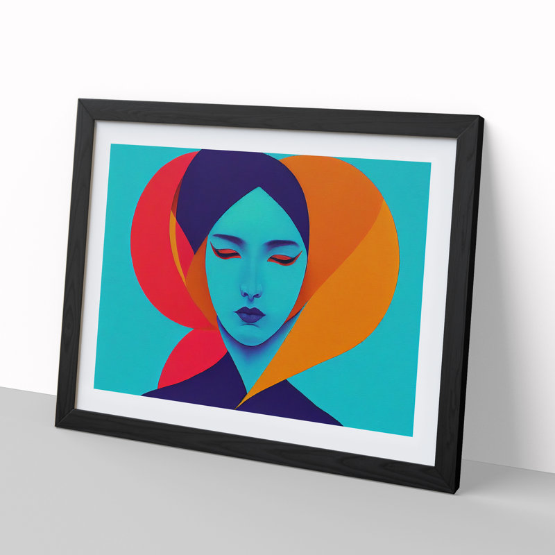 XH1022-10292X Woman Modern Art - Single Picture Frame Print, Black , 46cm H x 64cm W