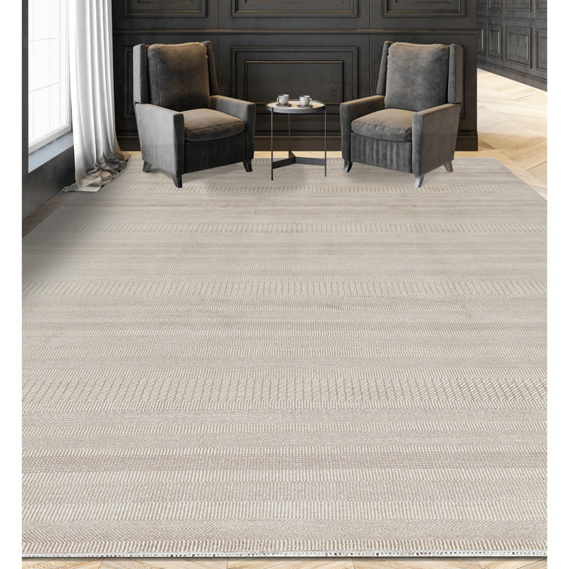 Hand-Knotted High-Quality Cream and Brown Area Rug