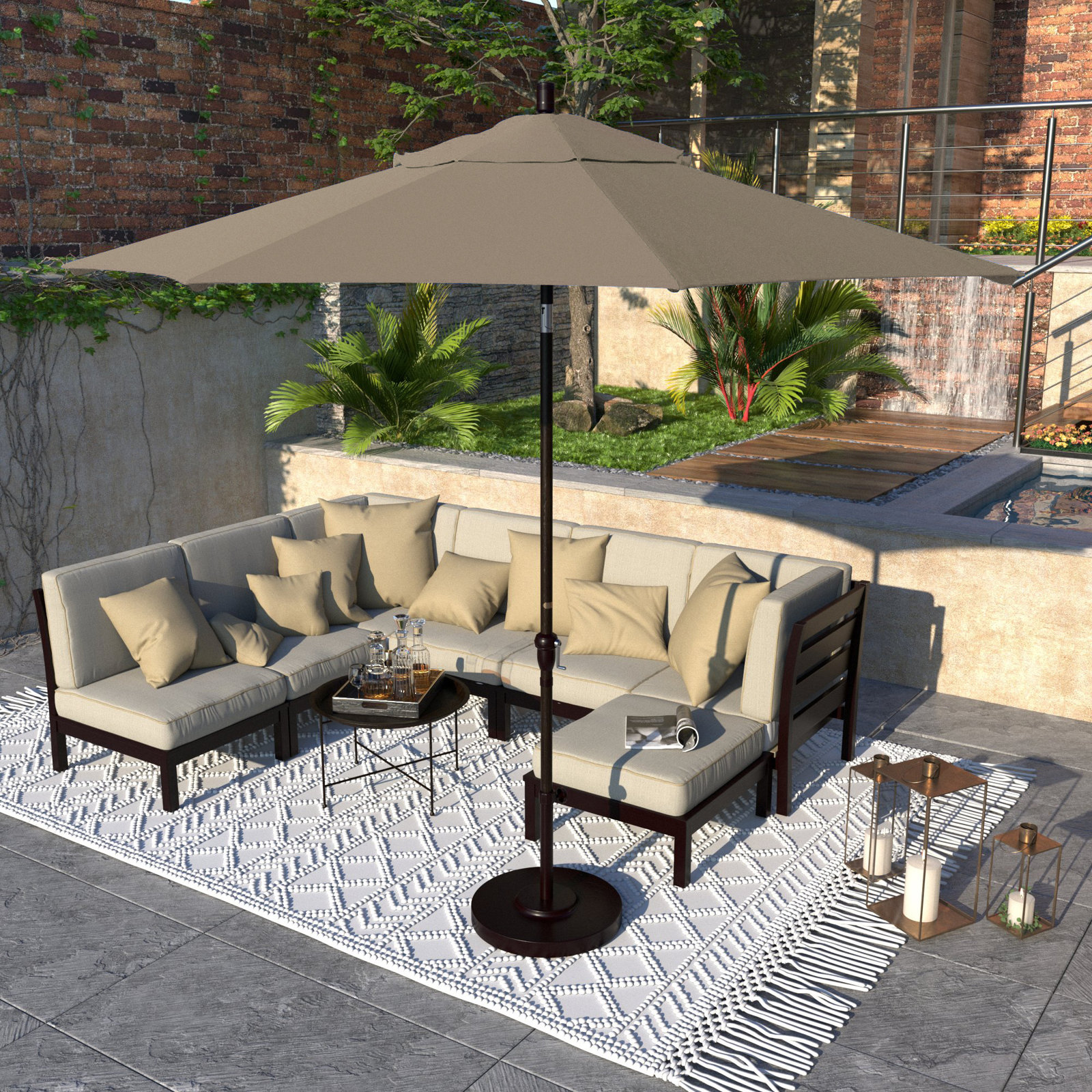 Camry 9' Sunbrella® Market Umbrella, Spectrum Dove Sunbrella® Plainweave