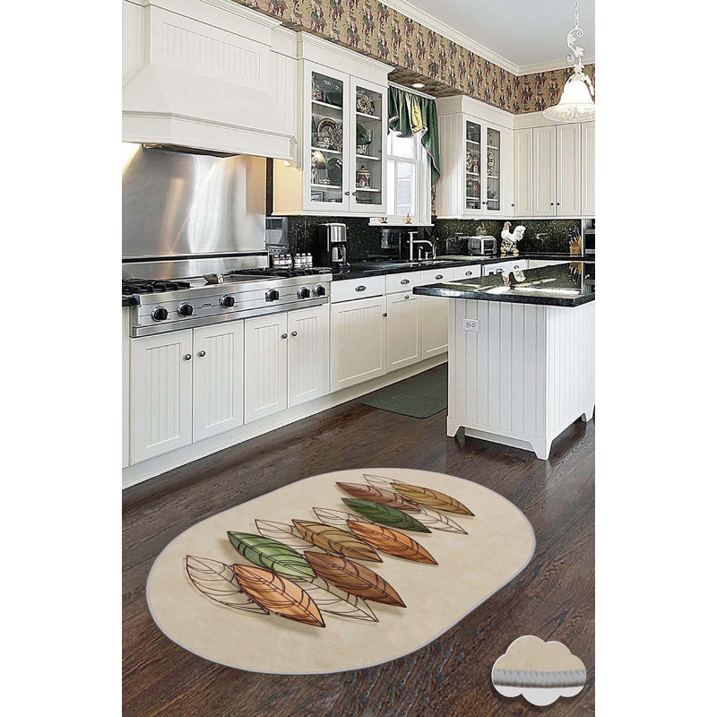 Tapis beige / vert / brun Addisyn, Ovale 4 pi 7 po x 7 pi 3 po