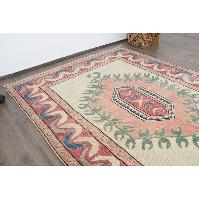 Tapis géométrique en laine beige à motif géométrique 59,4 x 79,9 pouces