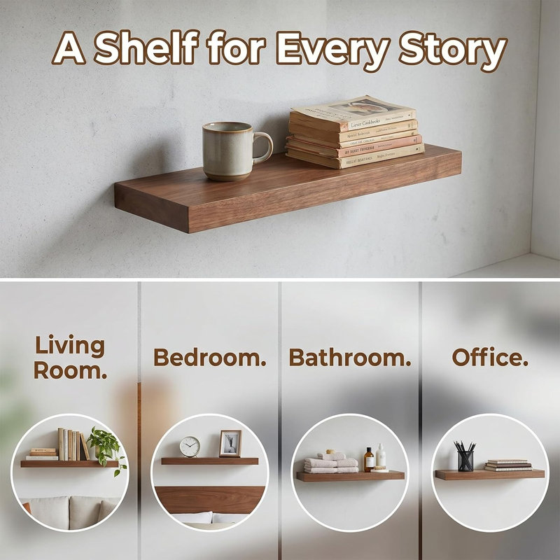 3 Piece Wood Floating Shelf